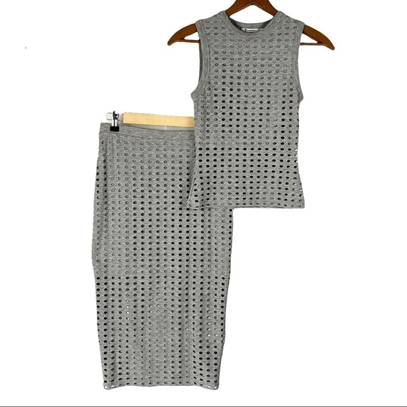 T by ALEXANDER WANG Netted Eyelet Jersey Skirt + Tank Matching Set - Picture 13 of 13